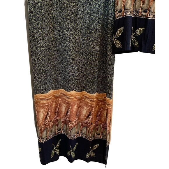 Whirlaway Frocks 2-PC Dress Womens 16 Giraffe Print Bohemian Side Slits VTG 80s - Picture 7 of 11